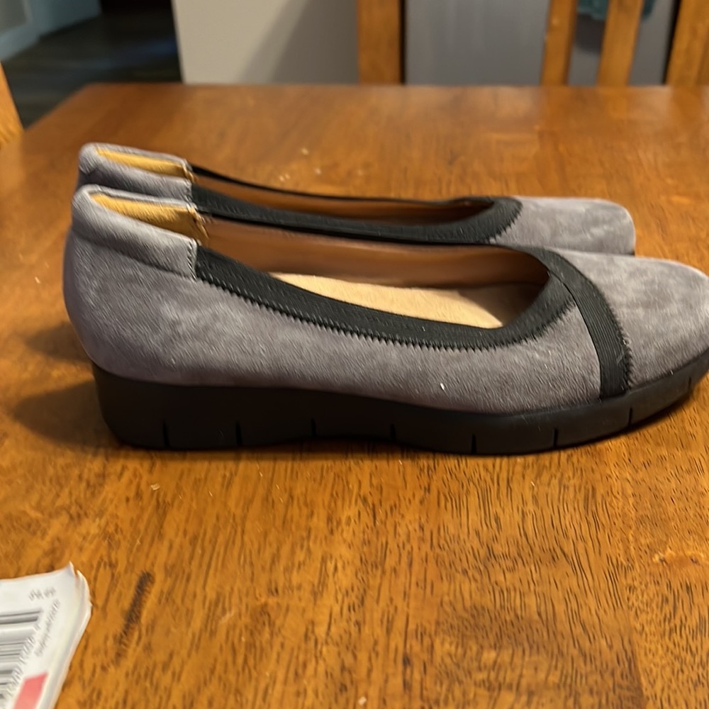 Women’s Clark artisan, Dalen hill, gray and black suede wedge nine medium - Picture 2 of 3
